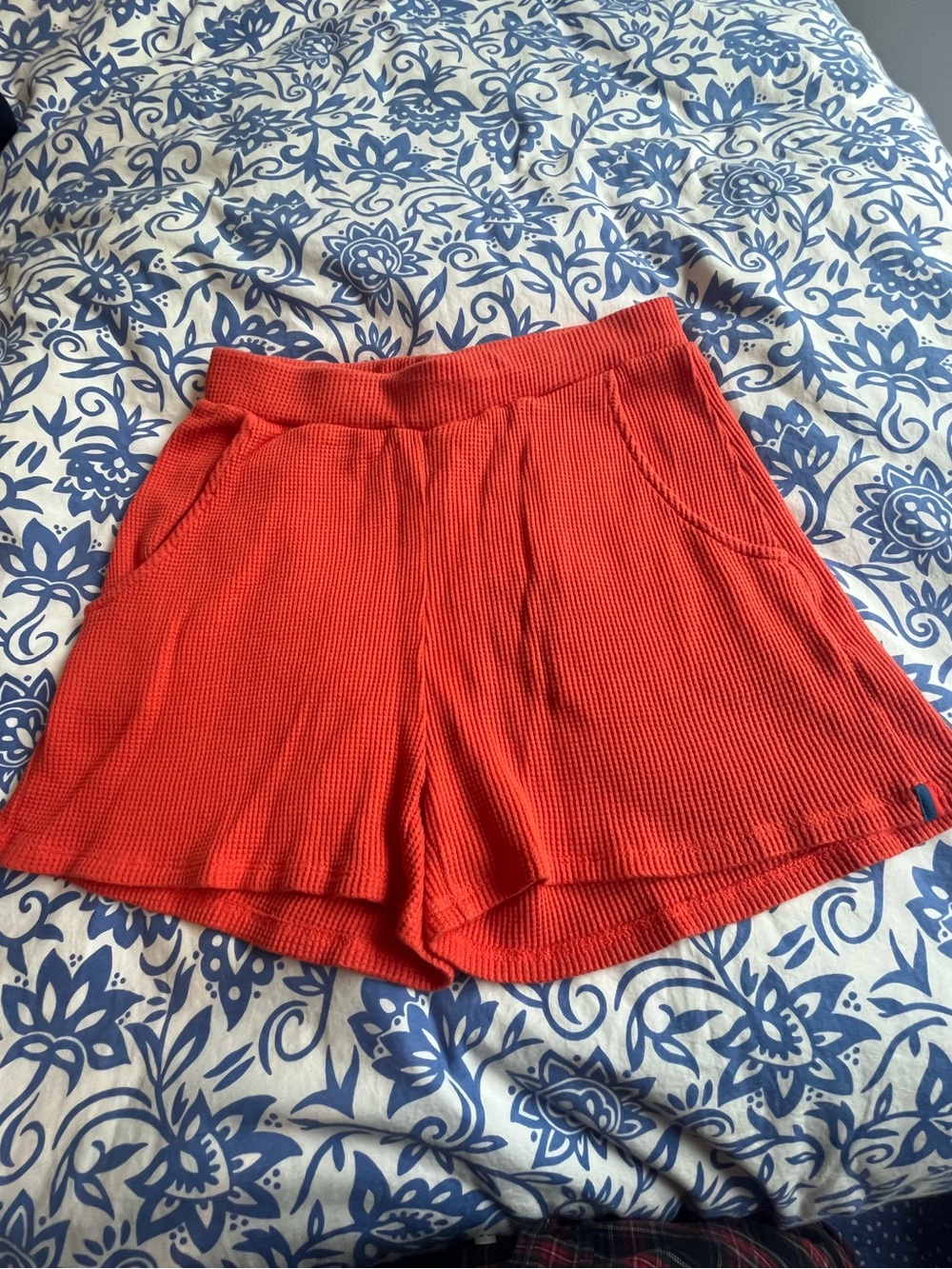 KUL Women's Orange Waffle Knit Knit Shorts - XS
